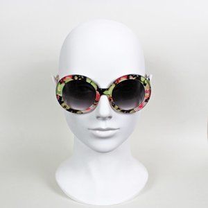 Floral Printed Full Frame Round  Fashion Sunglasses